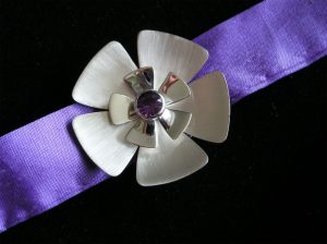 Zilveren bloem collier hanger broche amethist teuns design nijmegen wijchen