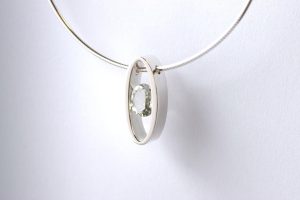 Ziveren hanger collier prasiolith collectie Teuns Design goudsmid Wijchen