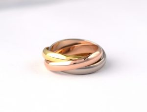 Drie kleuren goud damesring teuns Design goudsmid Wijchen