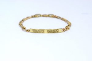 armband geel goud vingerafdruk schakels door Teuns Design goudsmid Wijchen