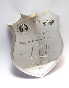 Schutterszilver gildezilver Oploo handgemaakt voorkant door Teun van de Vorst goudsmid Wijchen